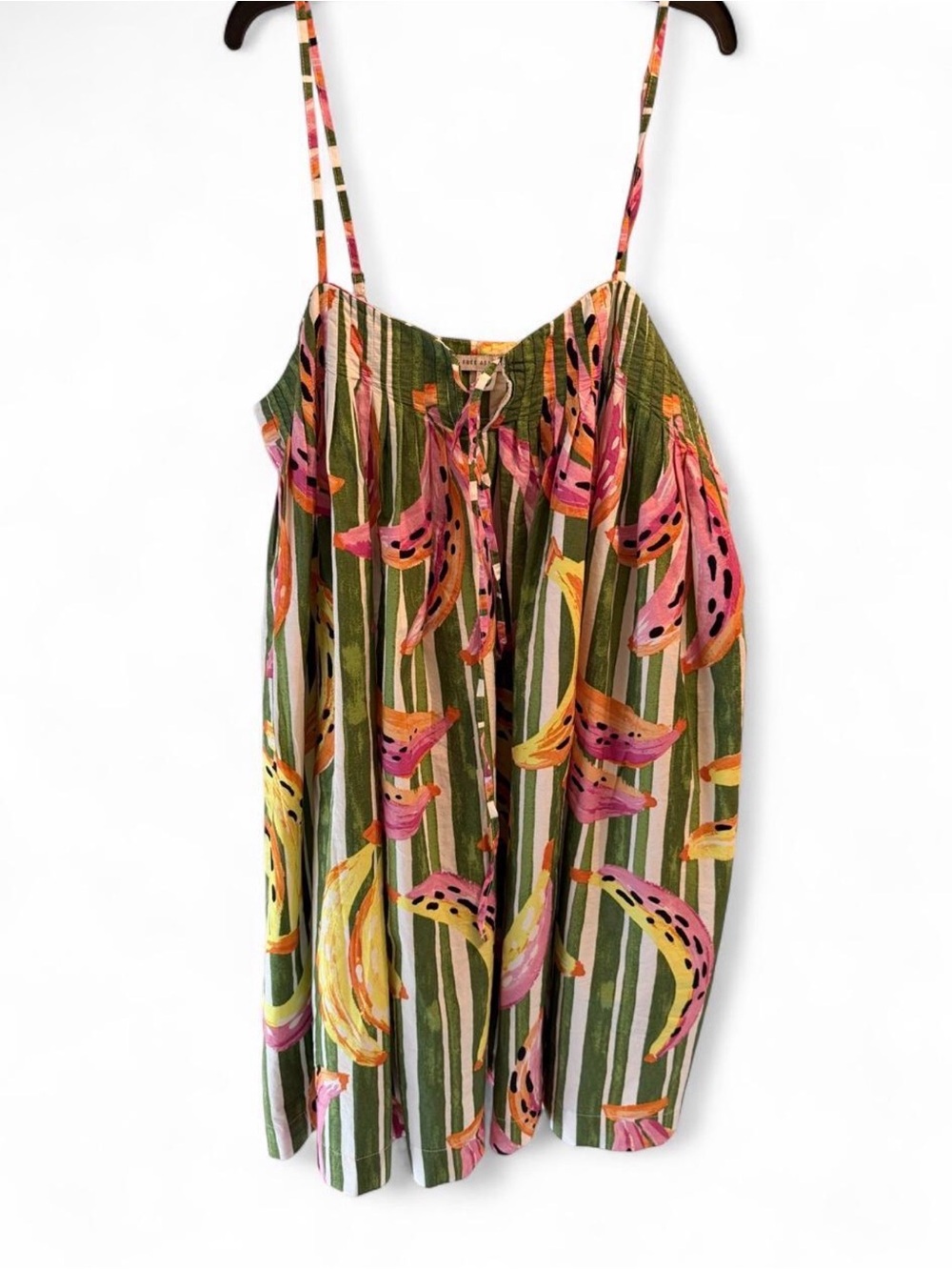 Women’s Olive Green Striped Banana-Print Dress